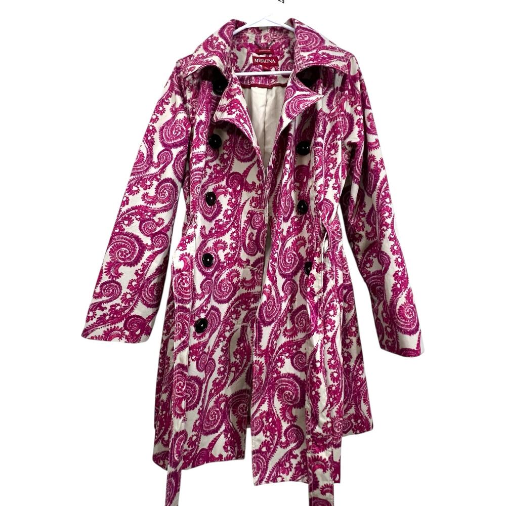 Women’s Pink Paisley Trench Coat